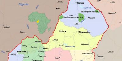 Kamerun peta dengan kota