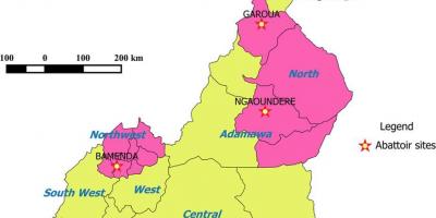 Kamerun menunjukkan kawasan peta